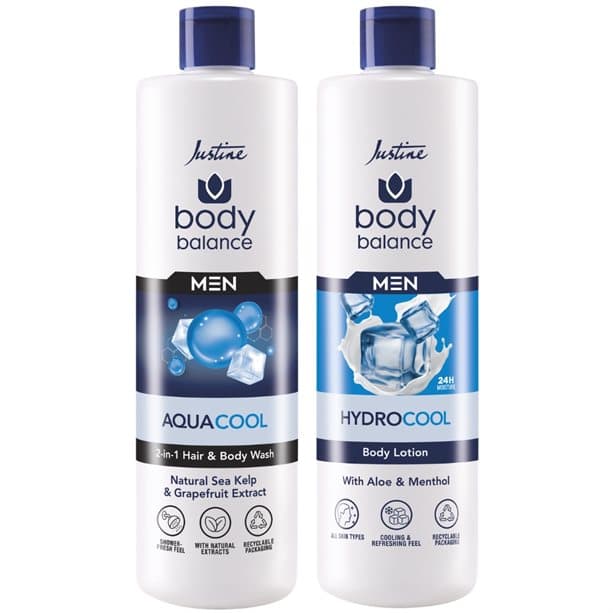 Body Balance Men Aqua Cool 2-in-1 Hair & Body Wash & Hydro Cool Body Lotion